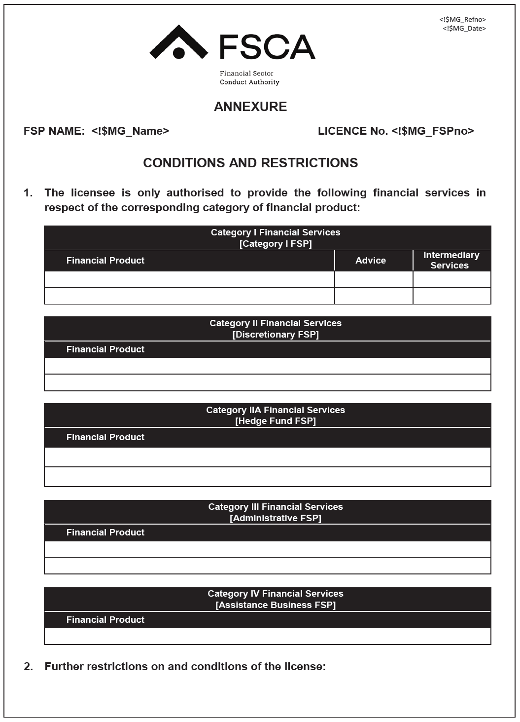 BN89 of 2018 Form of Licence in Annexure