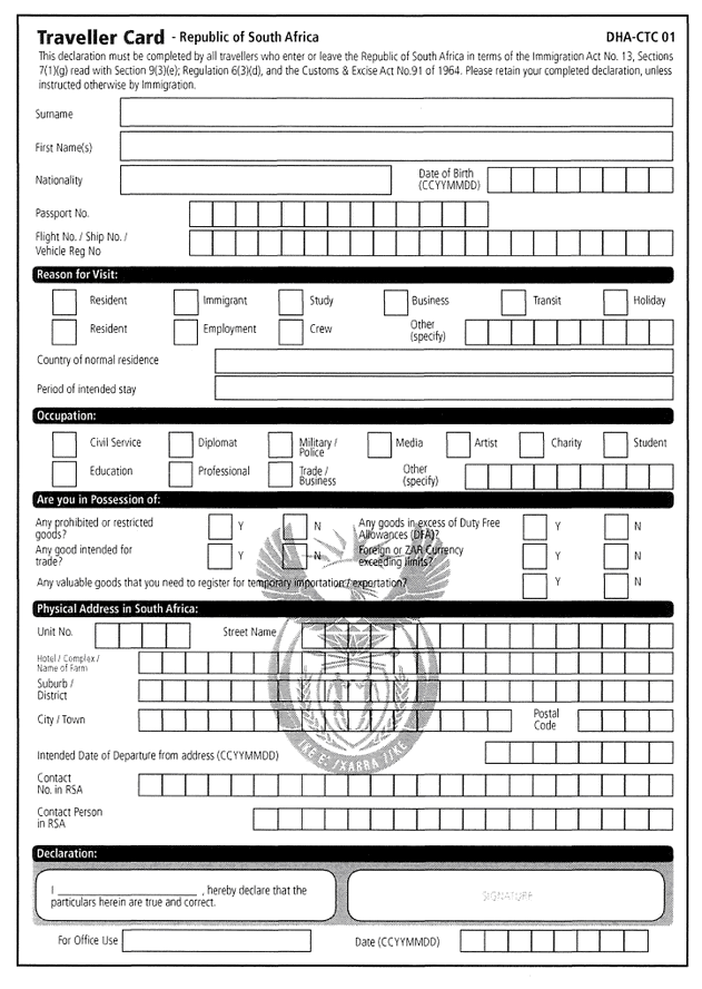 Traveller Card form 4