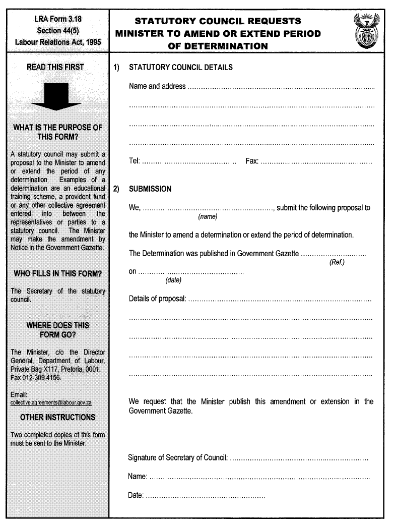 LRA Form 3.18 - Statutory Council requests ...