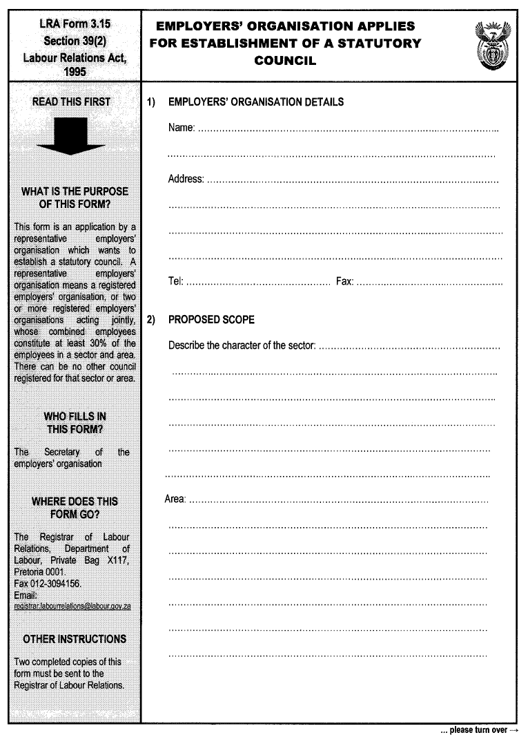 LRA Form 3.15 (Page 1)