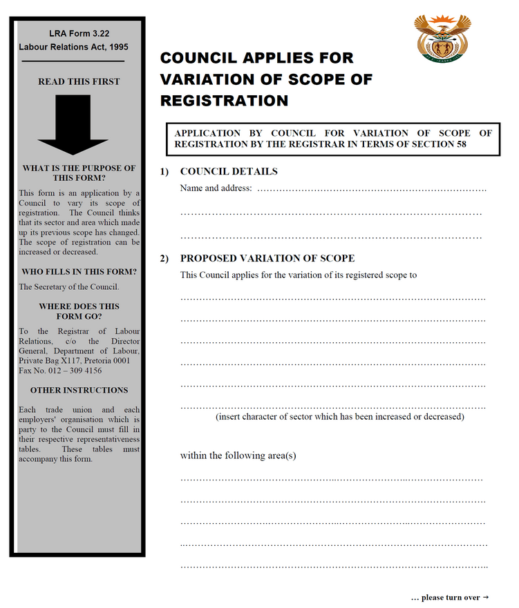 LRA  Form 3.22 (Page 1)