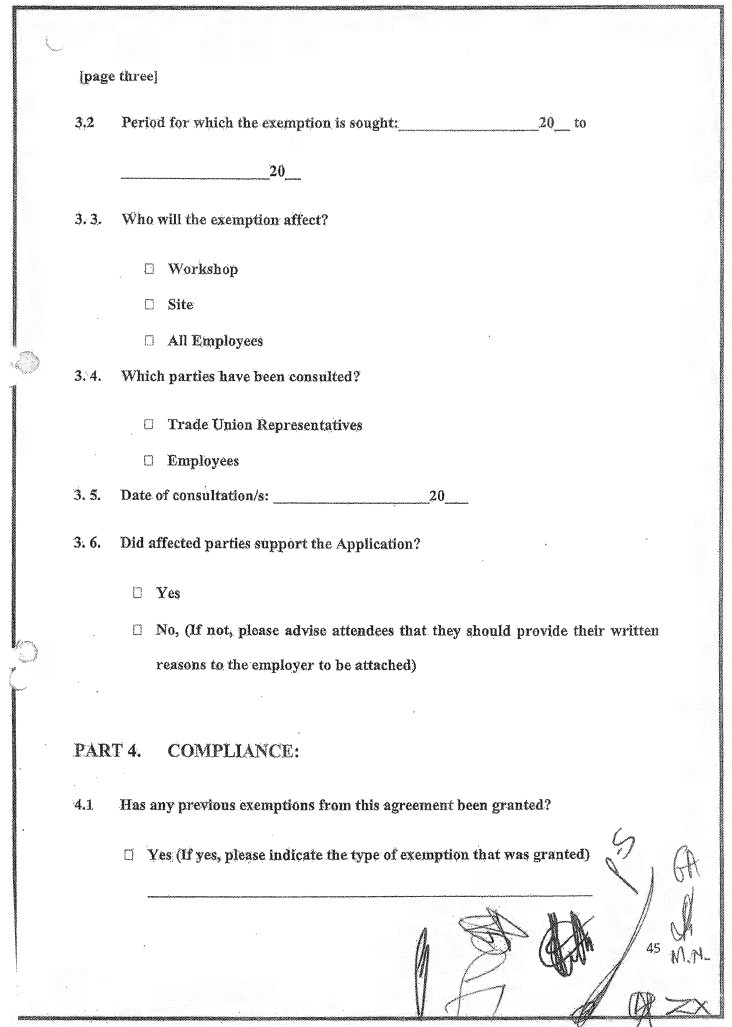 R2572 Application for Exemption Questionnaire iii