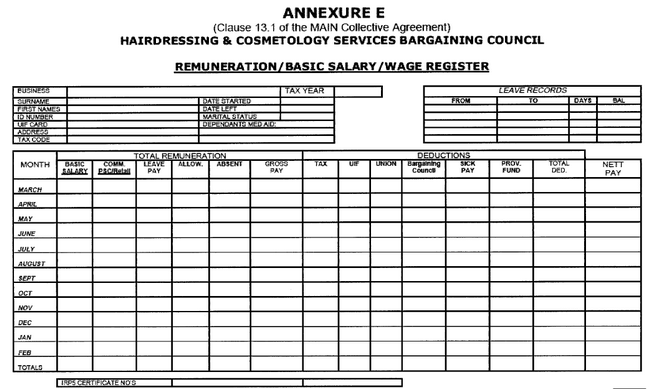 Hairdressing Council Semi National - Annexure E