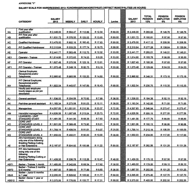 Hairdressing Council Pretoria - Annexure I