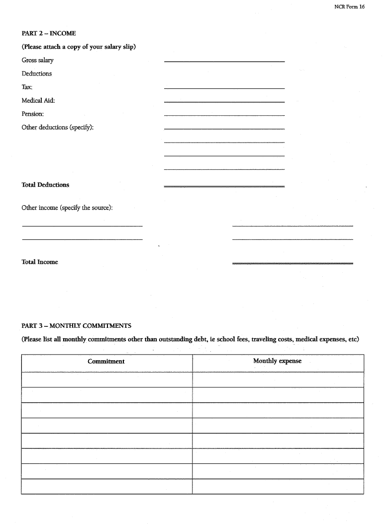 NCR Form 16 (Page 2)