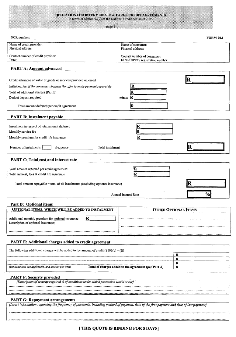 NCR Form 20.1 (Page 1)