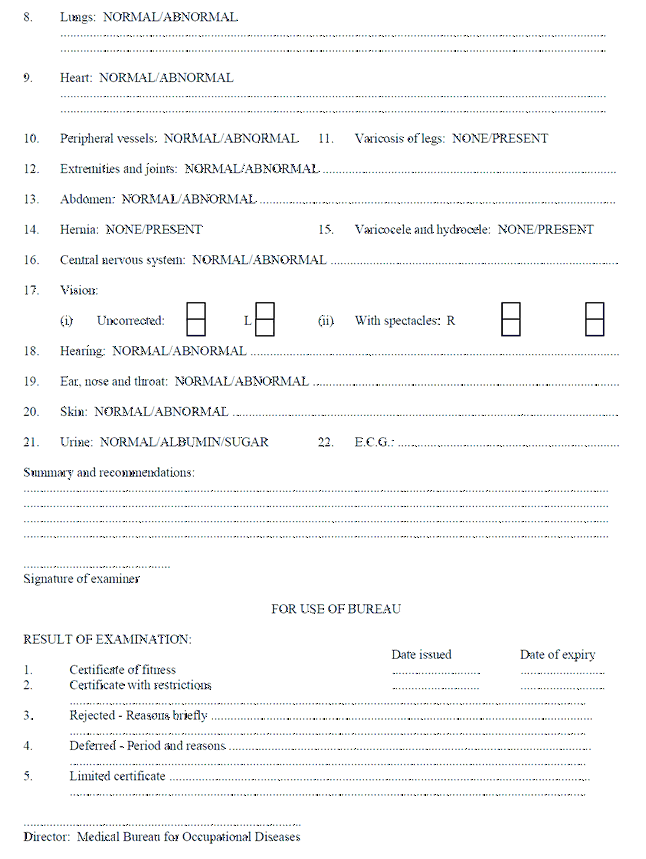 Application for examination for certificate of fitness-(3)