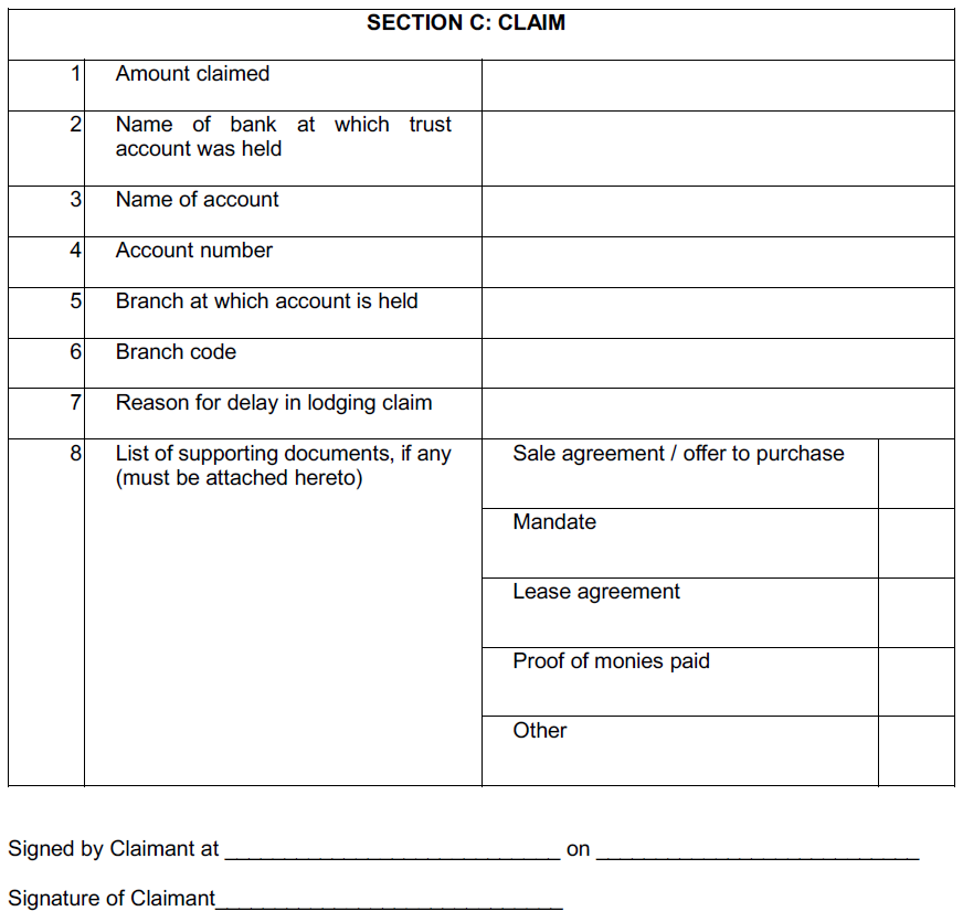 Proc47 19. Claims of Trust Monies form ii